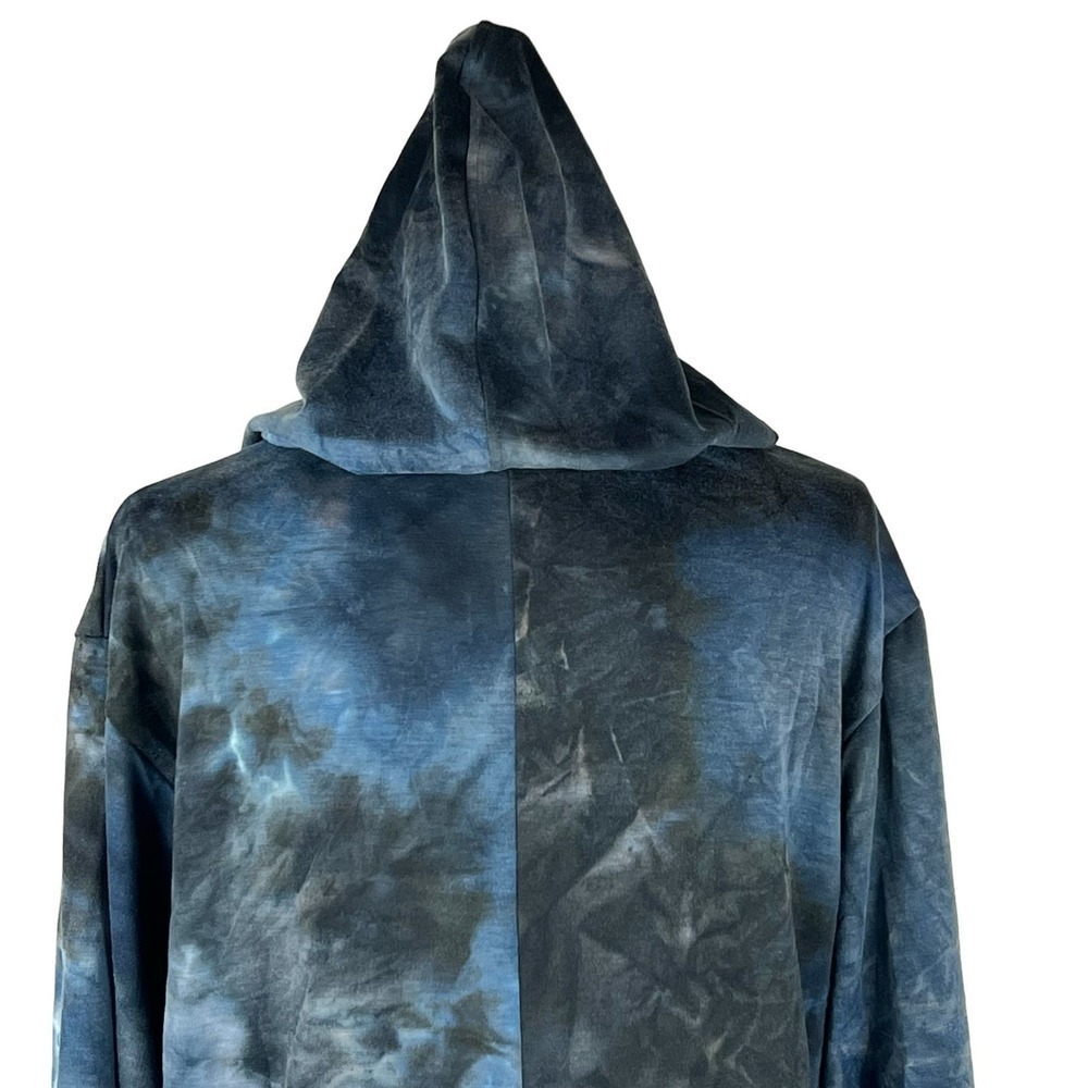 FRAICHE BY J TIE DYE LONG SLEEVE HOODIE MINI DRESS IN BLUE NWT WOMEN'S SMALL - Picture 9 of 16